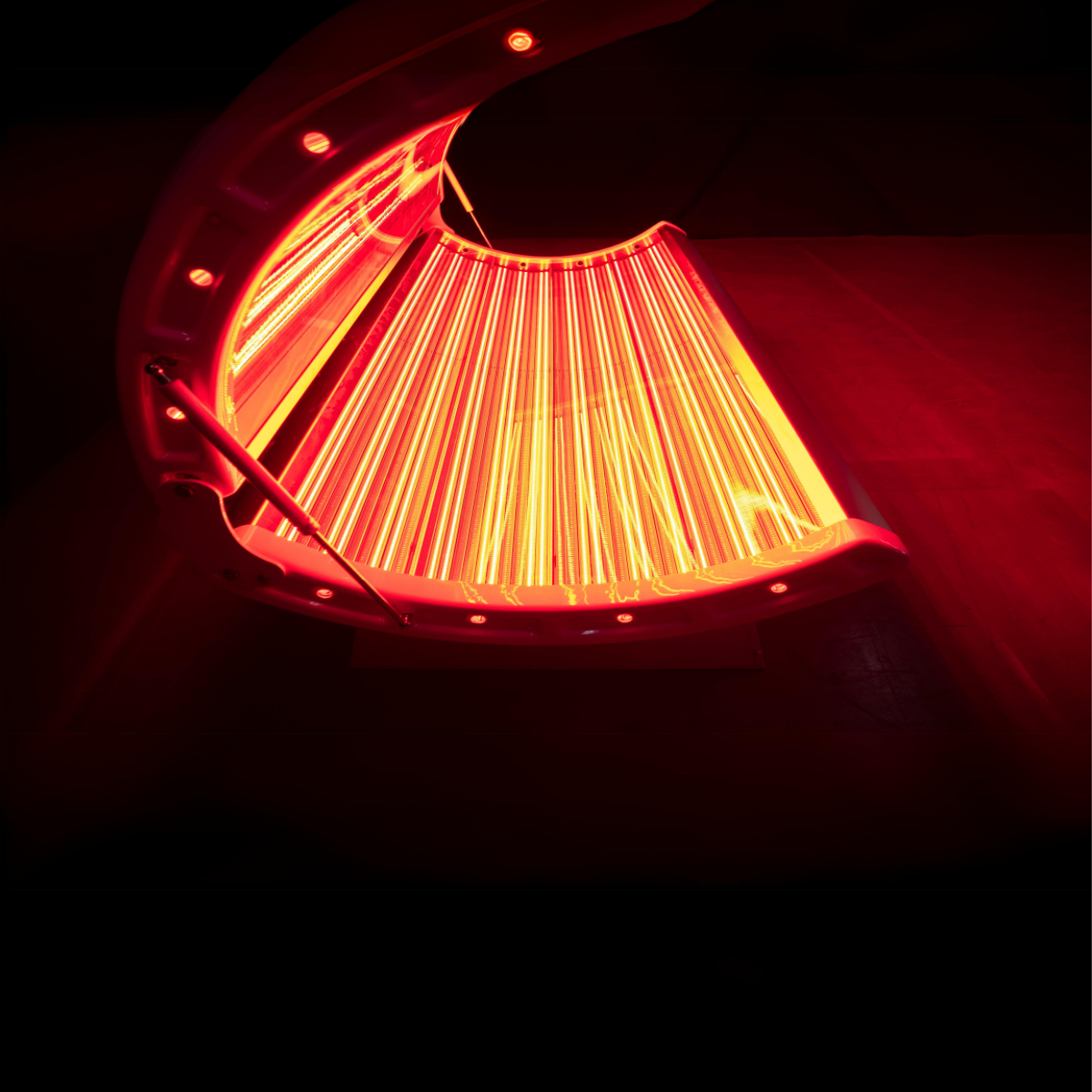 Red light therapy bed with LED panels for full-body infrared treatment