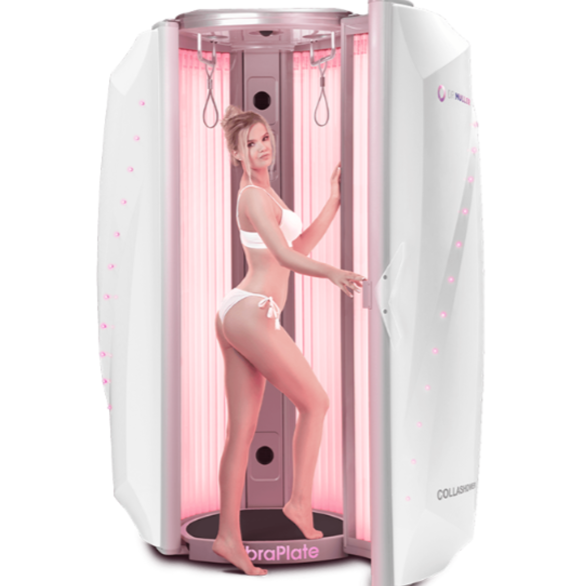 Full-body red light therapy booth