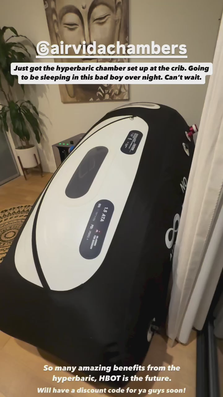 Airvida 1.5 ATA portable hyperbaric chamber set up at home for overnight HBOT use