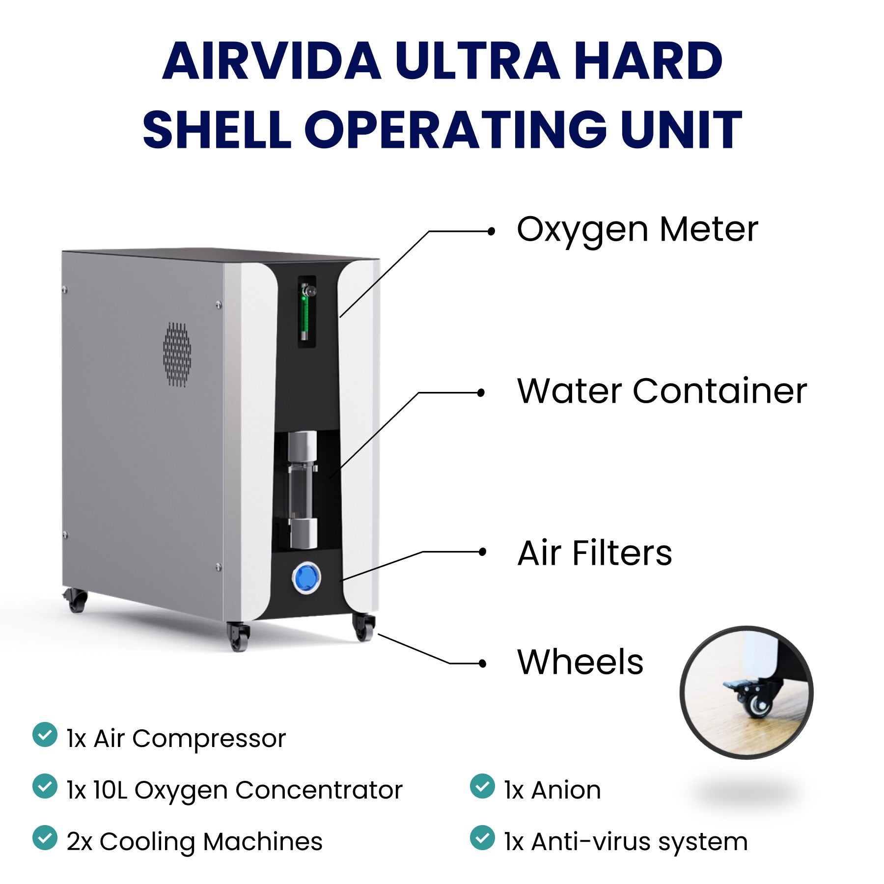 Airvida Elite 1.5-2.0 ATA Hard Shell Sitting Hyperbaric Chamber