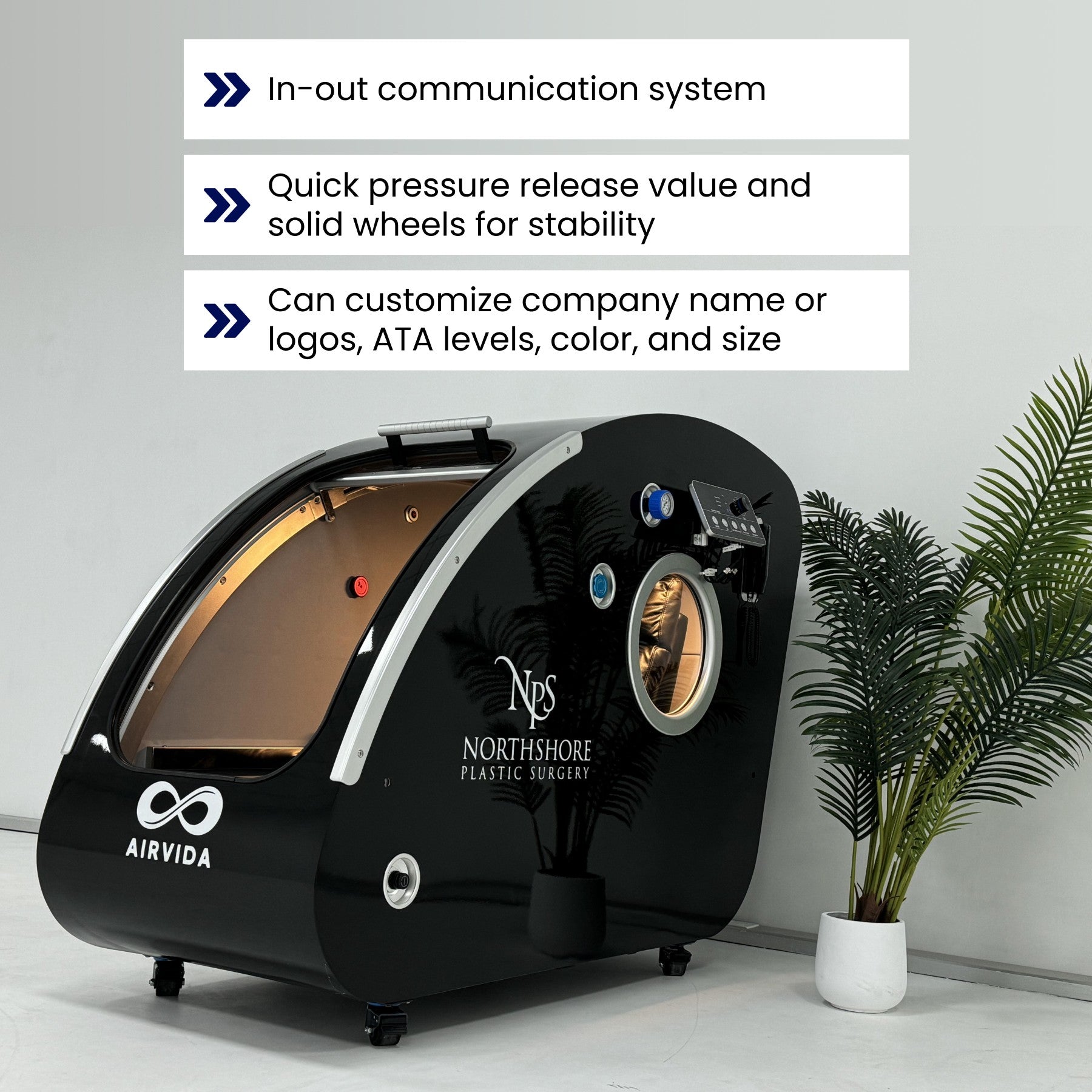 Airvida Elite 1.3 / 1.5 / 1.7 / 2.0 ATA Hard Shell Sitting Hyperbaric Chamber