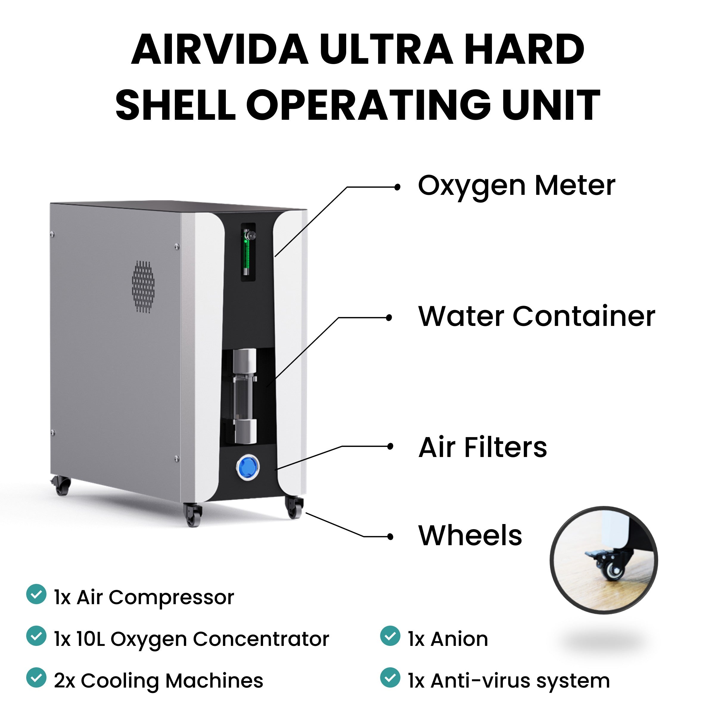 Airvida Ultra 1.3 / 1.5 / 1.7 / 2.0 ATA Hard Shell Laying Hyperbaric Chamber