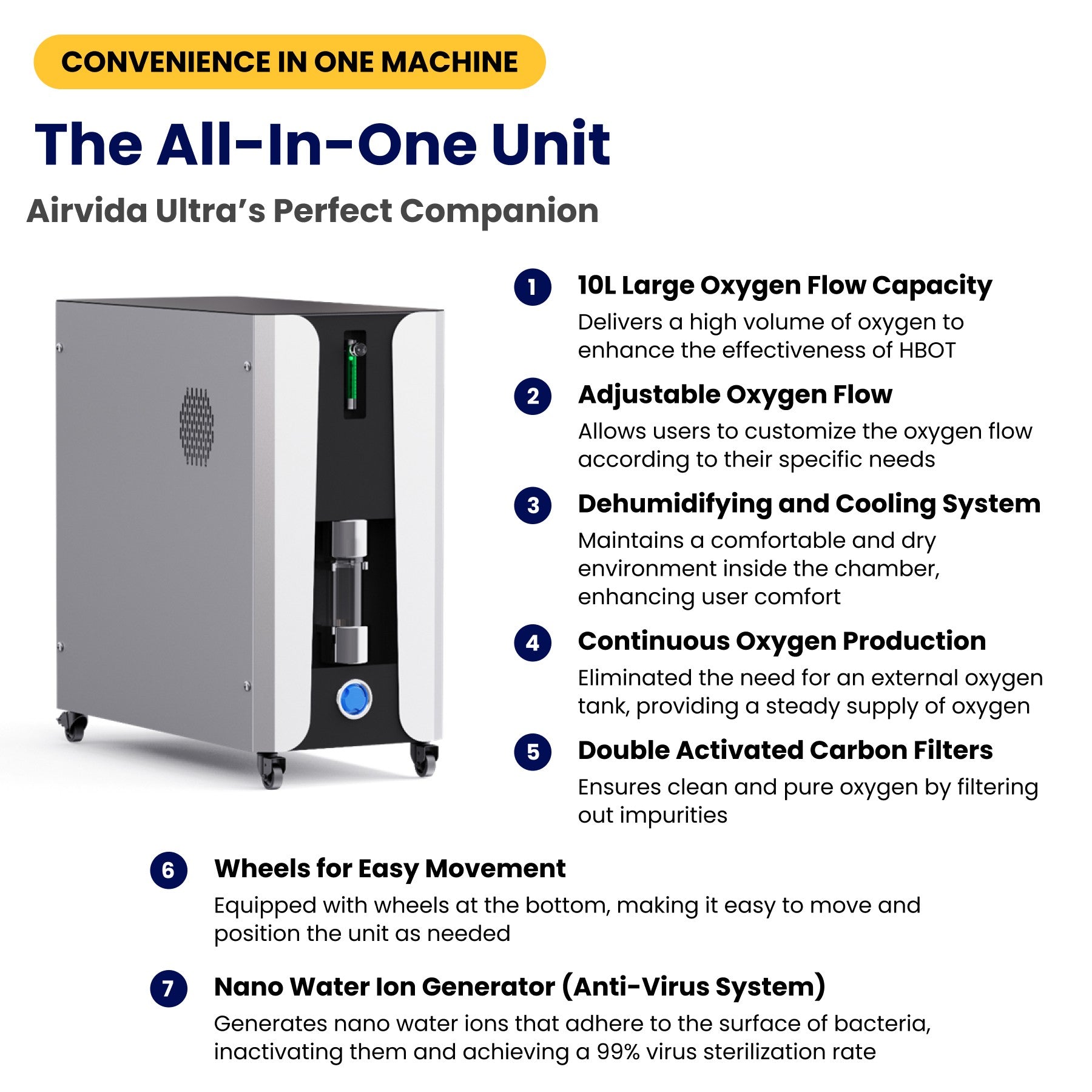 Hard Shell Sitting Hyperbaric Chamber 1.3 / 1.5 / 1.7 / 2.0 ATA From Airvida Chambers