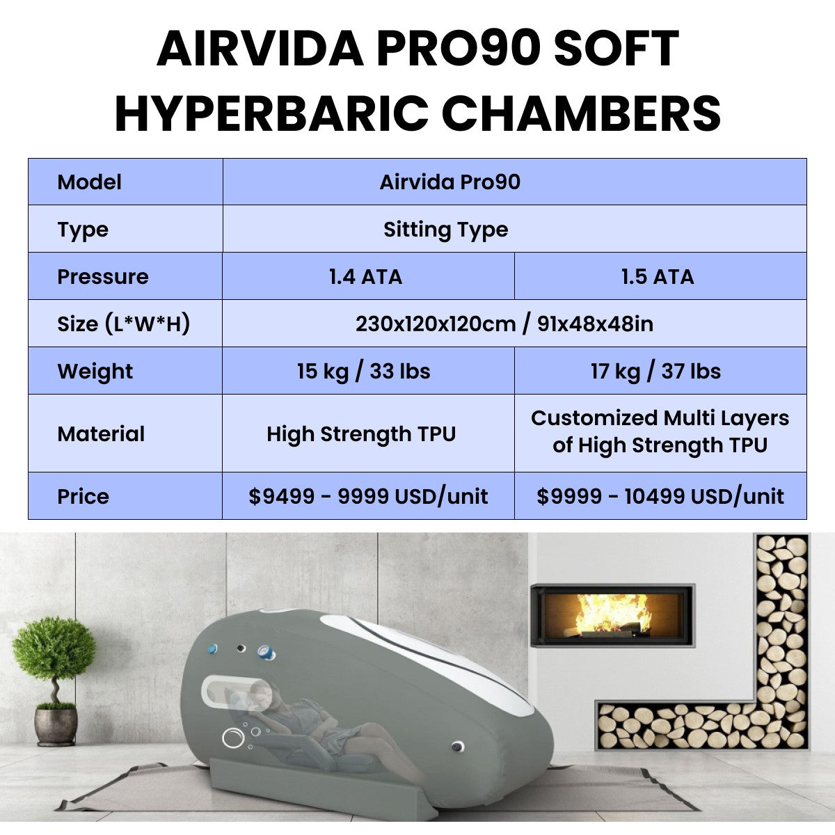 Airvida 1.5 ATA Continual Flow Hyperbaric Chamber