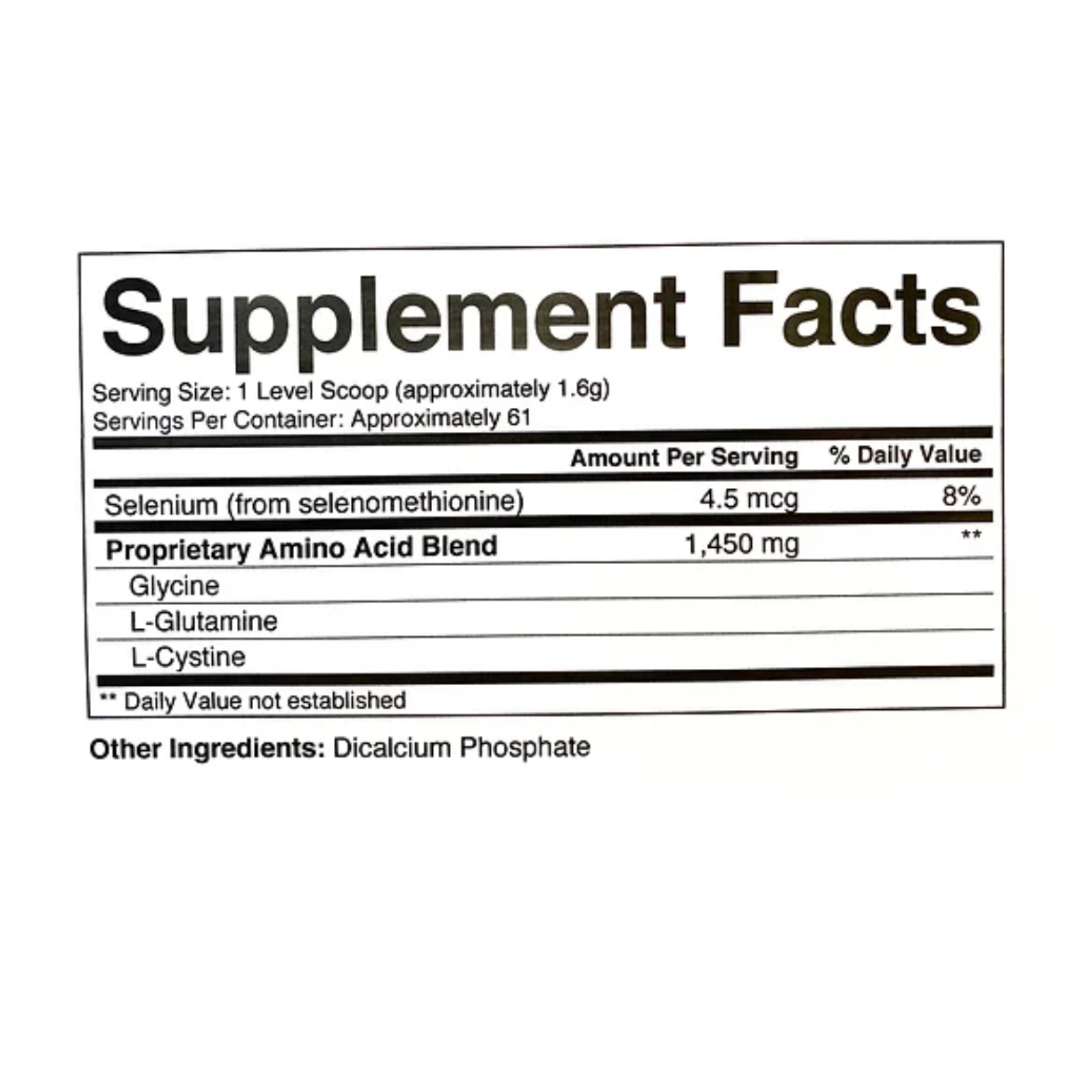 ProImmune Glutathione Precursor Formulation 200 Supplement Facts