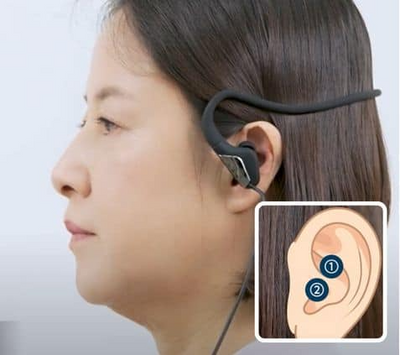Person wearing a Neurive Healaon Pro Vagus Nerve Stimulator