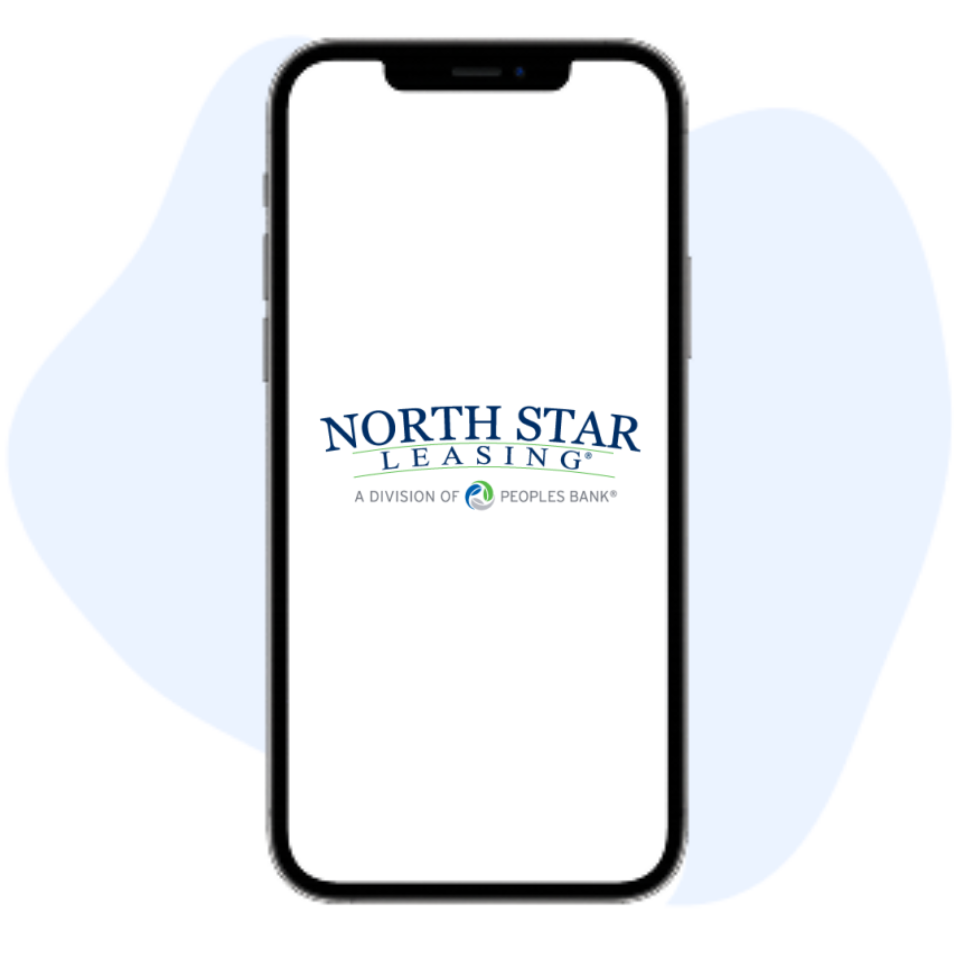 Phone screen displaying the North Star Leasing logo on a light blue background