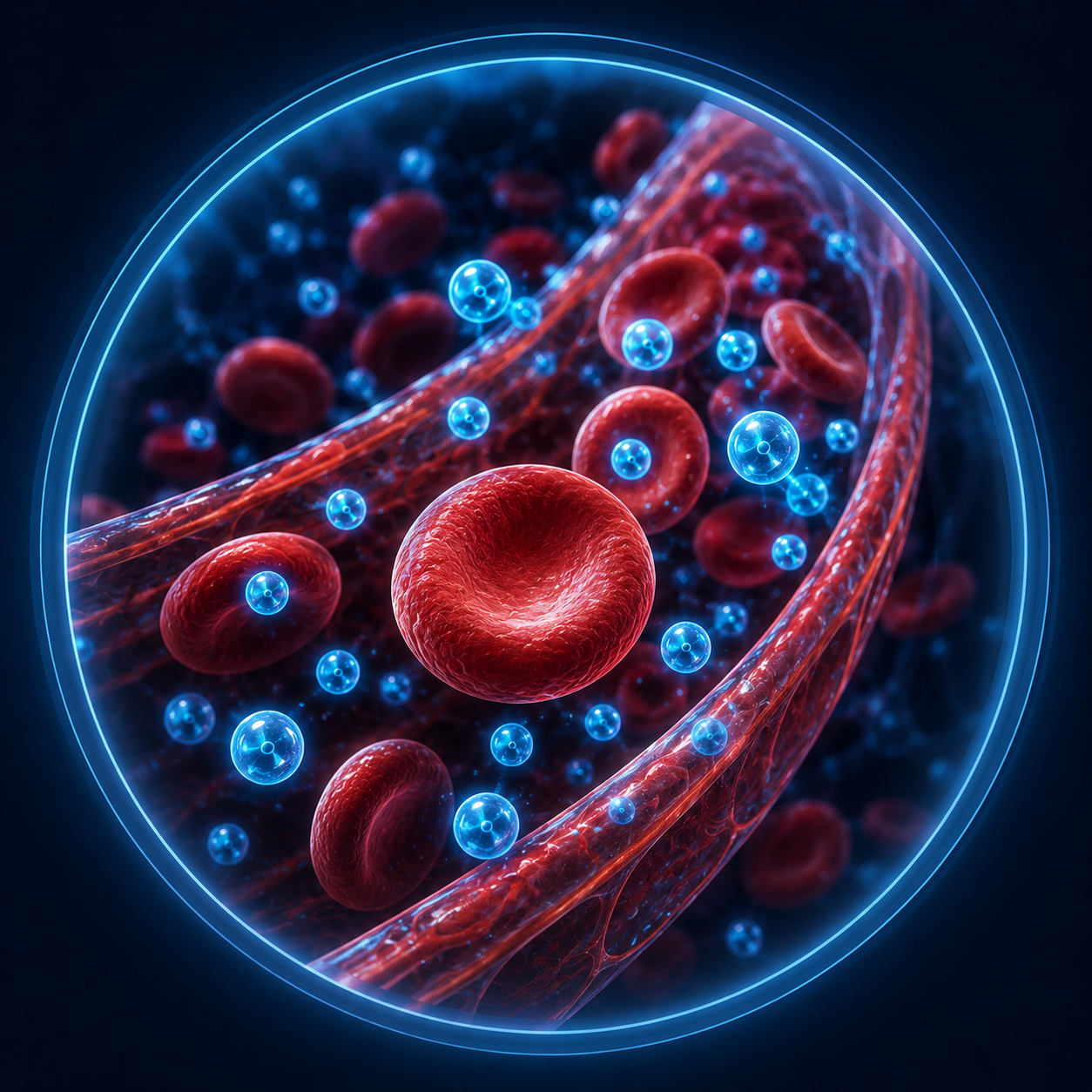 Oxygen dissolving into blood plasma under pressure