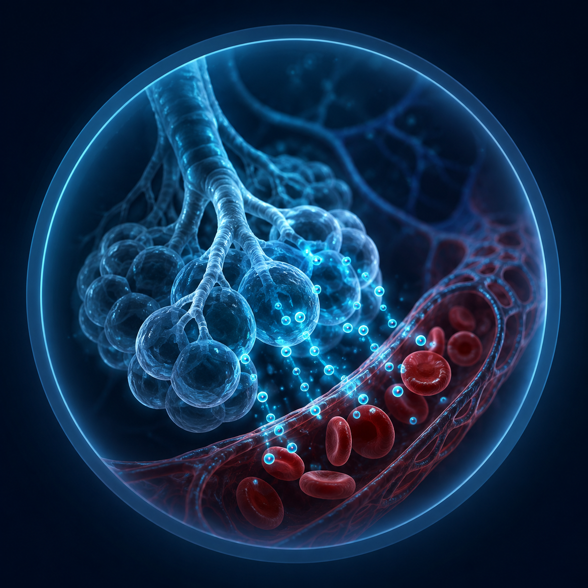 Oxygen exchange in the lungs